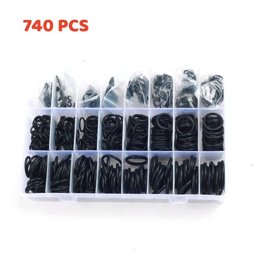 740/1200Pcs O-ring Rubber Gaskets Seal Ring Set Nitrile Rubber High Pressure O-Rings NBR Sealing Elastic Band O Rubber Rings Set