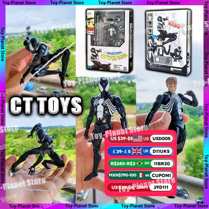 Ct Toys Spiderman Mafex 147 negro 2099 Miles Morales agente Venom increíble Yamaguchi Spider-Man Anime figuras de acción regalos Juguetes