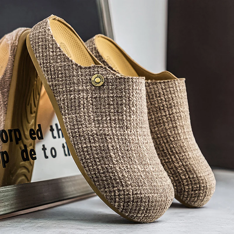 

New Arrival Men's Slippers Outdoor Soft Muller Shoes Non-Slip Sole Half Drag Comfortable Male Walking Shoes Casual Lazy Flats