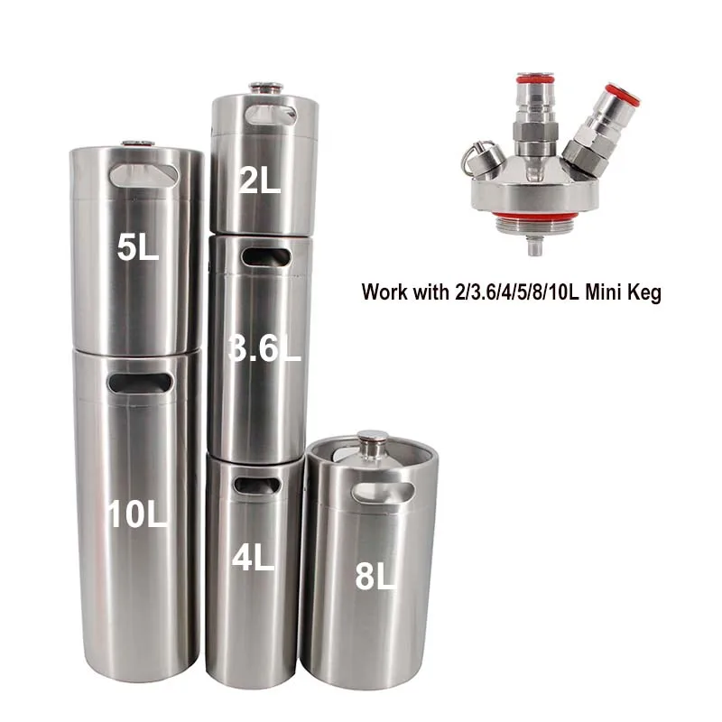 Mini Keg & Growler Double Ball Lock Spear with 50cm Silicone Hose Food Grade 30 psi Compatible with 2/3.6/4/5/8/10L mini keg