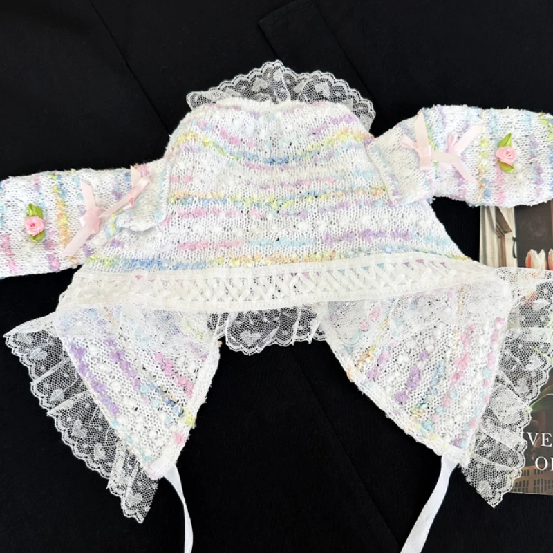 Cute Rabbit Ears Colorful Striped Lace Headbands for Women Spring and Summer Travel Korean Versatile Photo Headscarf Y2k