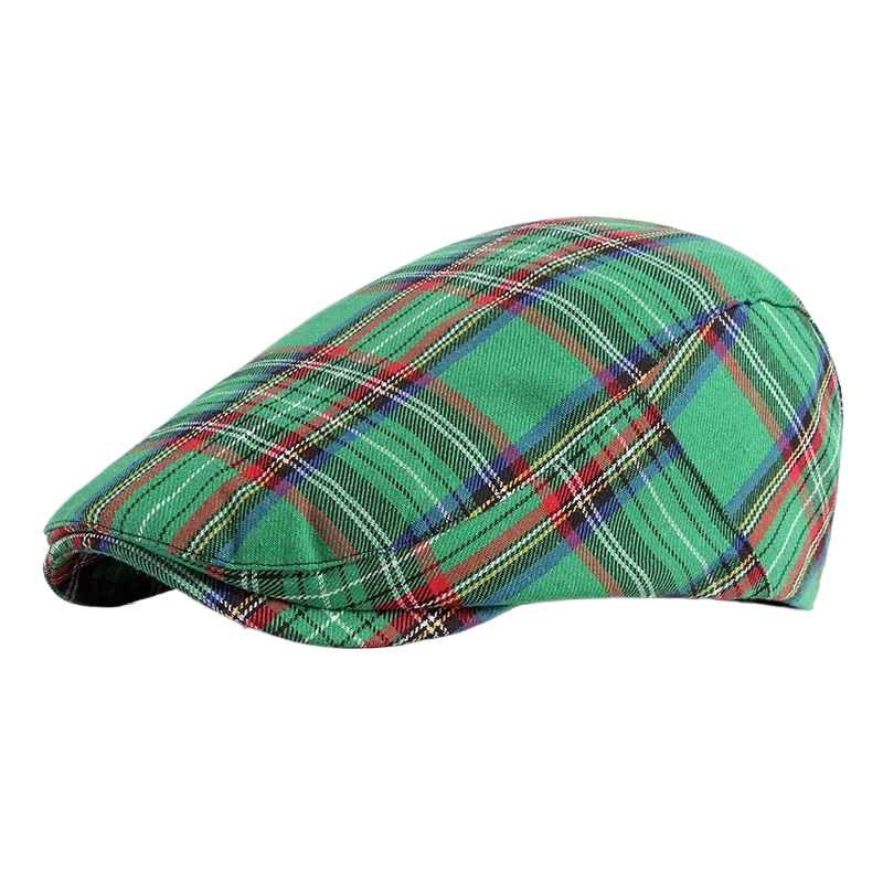 Oohmy Cotton Men Women Youth Girls Adjustable Plaid Ivy Newsboy Cabbie Gatsby Golf Beret Flat Hat Vintage Fashion Plaid Headwear