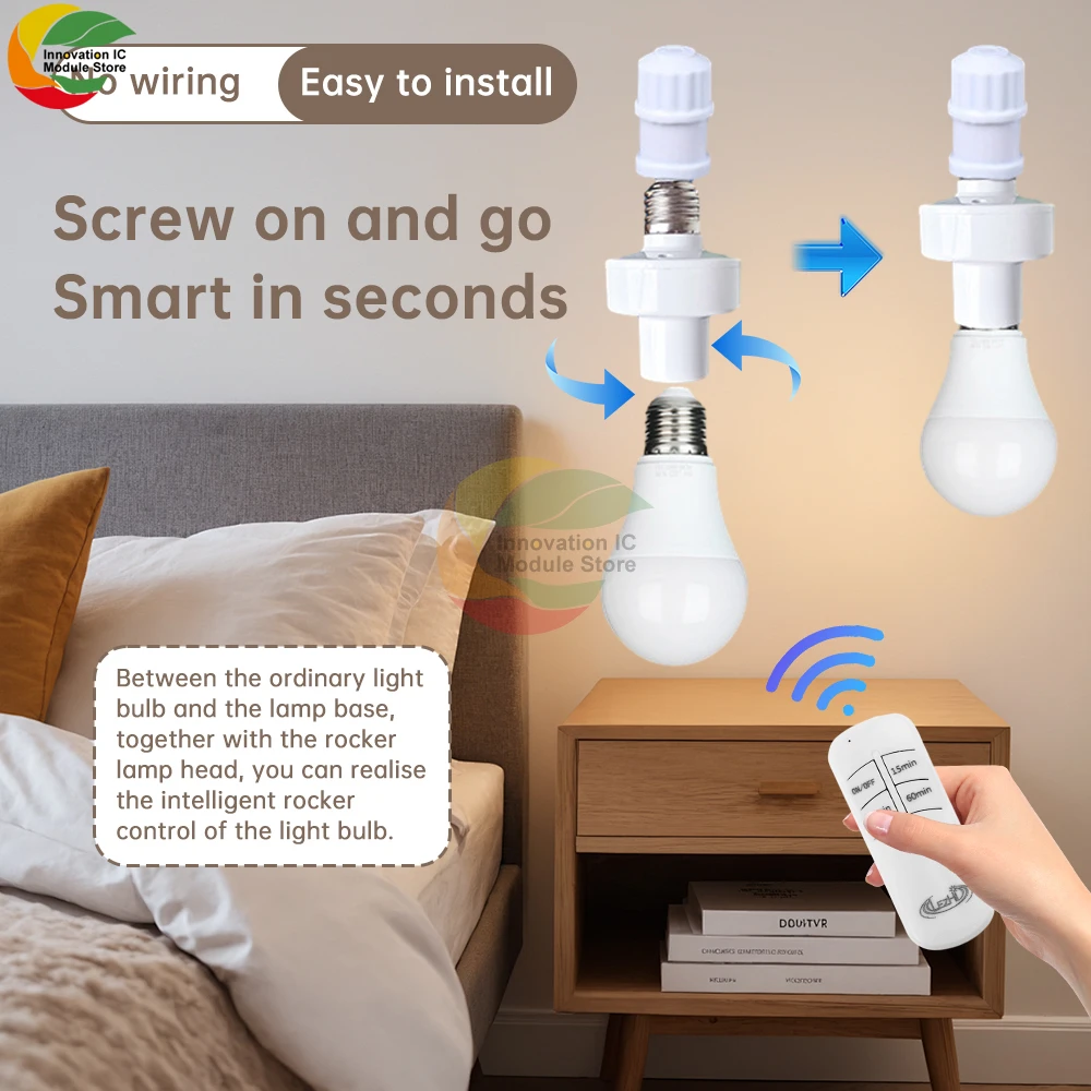 AC110-240V intelligent wireless remote control timing remote control lamp head, living room bedroom light bulb E27 lamp holder image 5