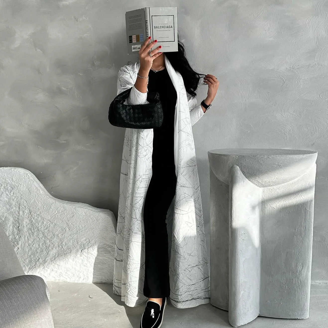 Femmes musulmanes mode d'été Texture Jacquard manteau à manches longues femmes musulmanes manteau Robe Abaya
