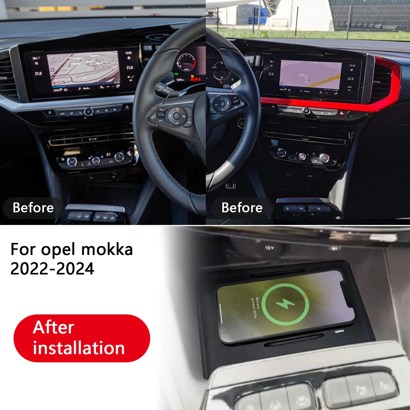 

15W Wireless charger,Special on-board QI phone fast charging panel Car Accessories For opel mokka 2022-2025