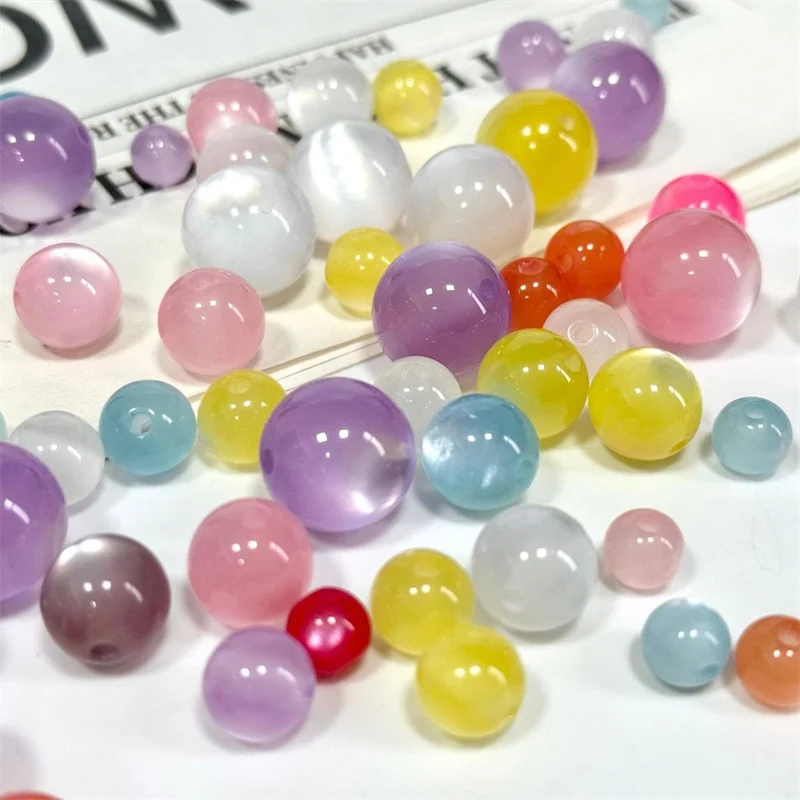 

New100pcs/lot 8mm 10mm 12mm 16mm color print geometry rounds shape resin straight hole beads diy jewelry garment hair accessory