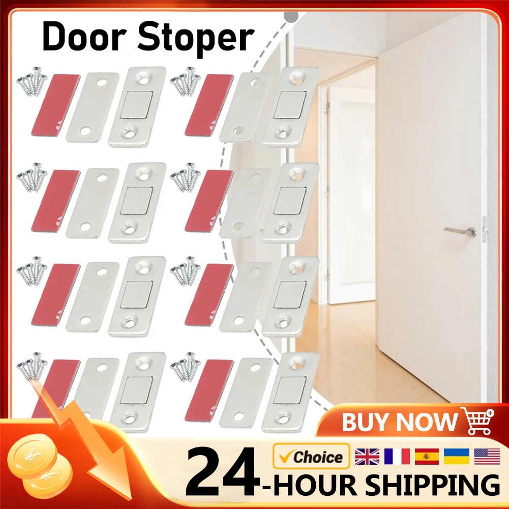 10-1Set Magnetic Cabinet Catches Door Stops Magnet Invisible Soft-Catch Ultra-Thin Anti-Rust Door Magnet with Screw for Home