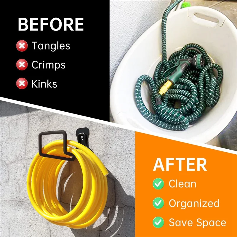 AT77 Garden Hose Holder Wall Mount, Duty Water Hose Hanger for Outside, Metal Hose Reels Hose Rack Hose Hook for Garden Hose