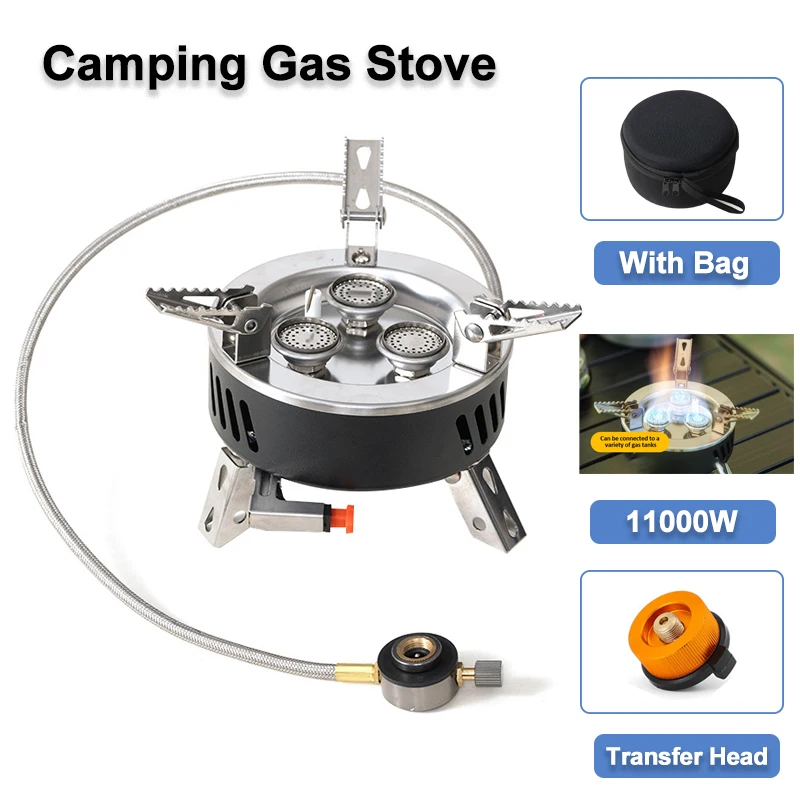 Outdoor Camping Gas Stove 11000W Portable Folding Cassette Gas Burner Picnic  Travel Barbecue Tourism Camping Gas Stove With Bag