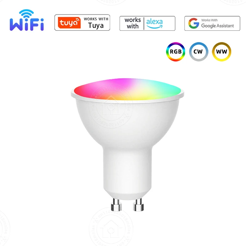 

WiFi GU10 LED Light Bulb Dimmable 5W RGB Smart Life APP Work Withs Alexa Google Home Lamps Spotlights Dimmable Colour 220-240V