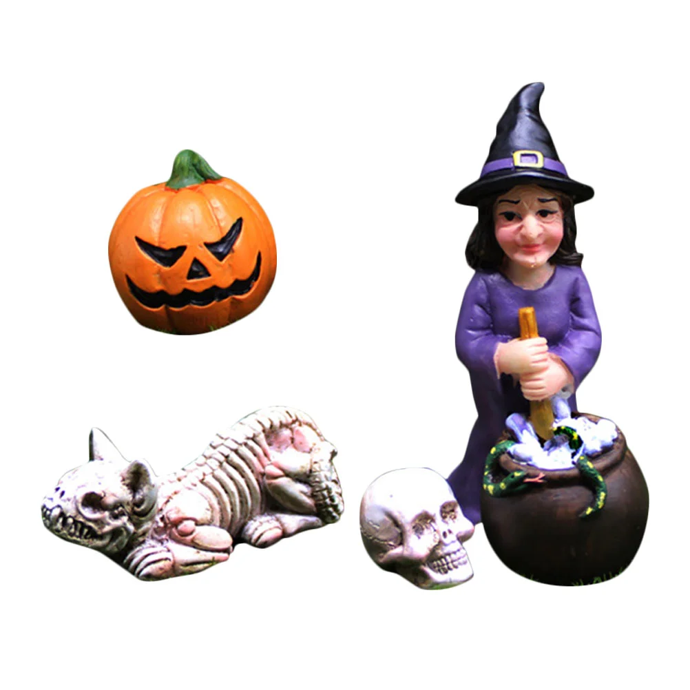 

Decor Halloween Microscape Scene Layout Landscape Decoration Day Miniature Resin Witch Prop