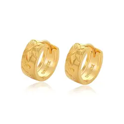 Wholesale--- Carving Lotus Flowers Hoop Earrings for Women Fashion Jewelry Gold Plated 24 k