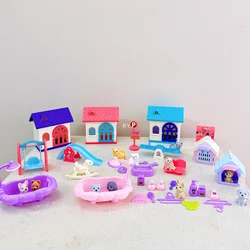 For Barbie Doll Playmate Toy Fashion Mini Pets Dog House Kennel Bathtub For Children Play House Toy Accessories Kids Best Gift