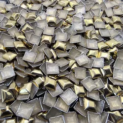 Square Metal Studs Garment Hotfix Rhinestones Shoes Punk Metal Color Rivet 144Pcs Iron On Spike Beads Crafts Accessories