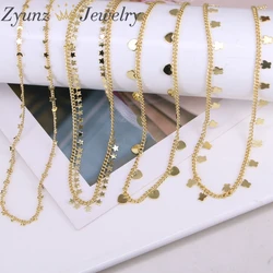 10PCS, Gold Color Heart Star Butterfly Shape Chain Necklace For Jewelry Making Supplies DIY Handmade Craft Accessories