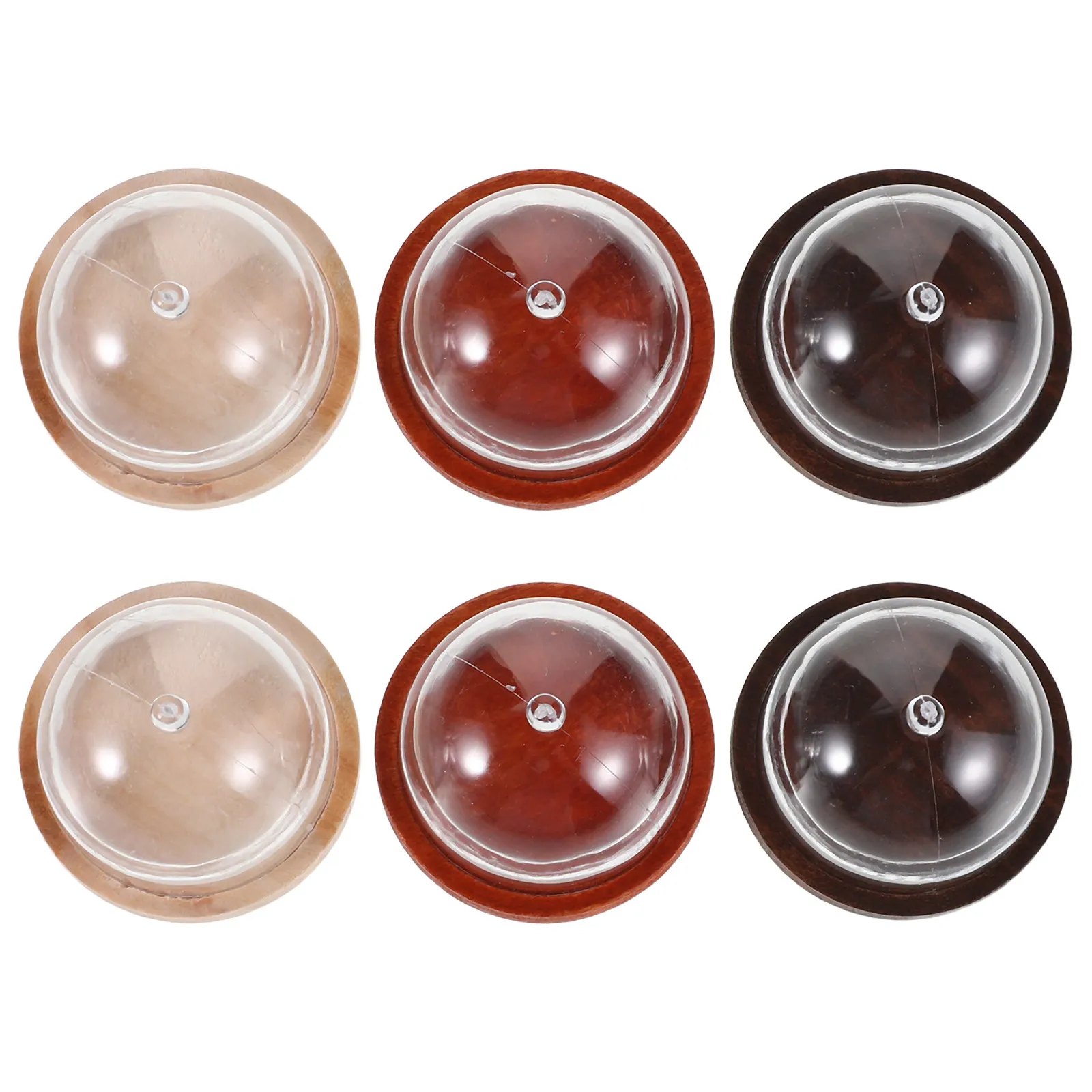 

6Pcs Miniature Plastic Cake Dome with Wood Plate Clear Realistic Design for Dollhouse Kitchen Accessories Mini Display Decor