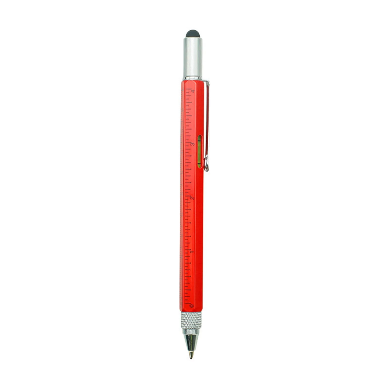 6 In 1 Multifunctional Tool Pen Screen Stylus Bubble Level Flat / Cross Screwdriver Metal Ballpoint Pen Refillable Refills