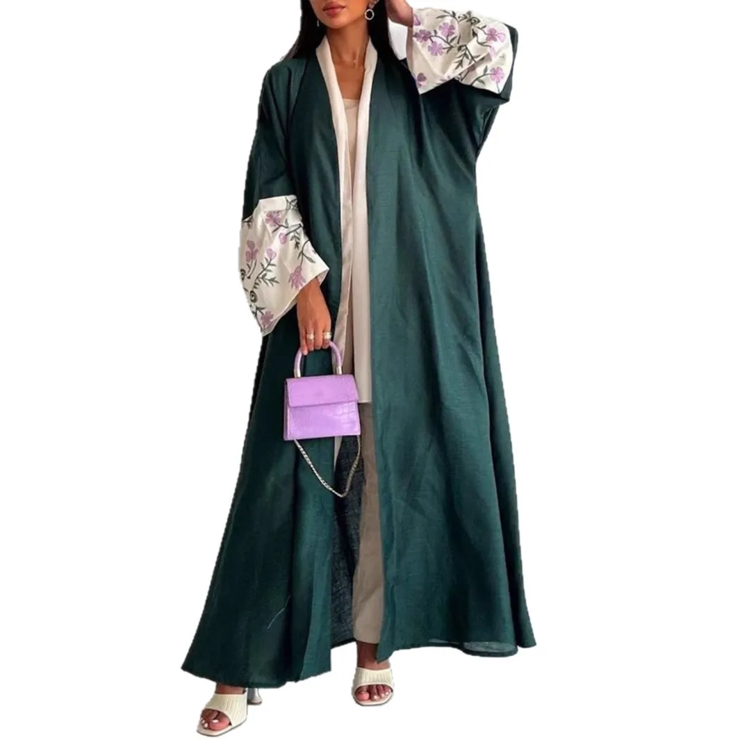 

Мусульманское длинное платье с вышивкой, исламская одежда, скромные платья, открытая Абая, модная исламская одежда Абая