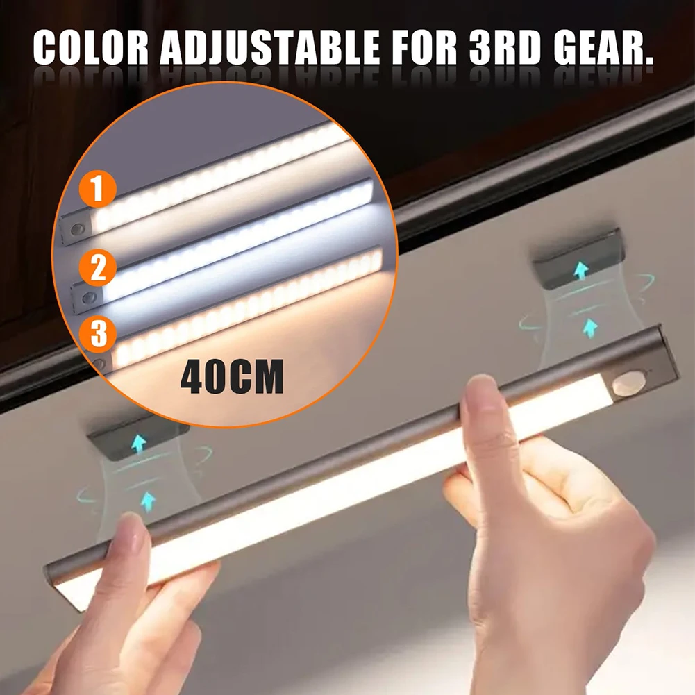 

10/20/30/40cm LED Ultra Thin Lights Smart Led Strip Magnetic Rechargeable Sensor Night Light For Kitchen Closet Cabinet Lighting