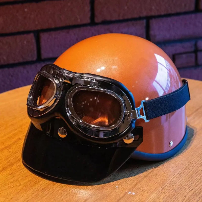 

New Retro Half Helmet for E-Bike Motorcycle, DOT Certified Vintage Style Helmet with Sun Protection, Universal Fit Men Women