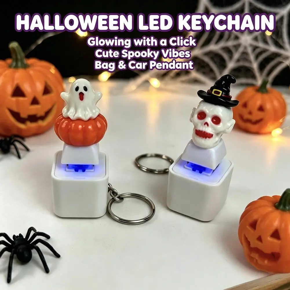 Cartoon Animal Fidget Keychain Plastic Mechanical‑Switch Click‑Toy Light‑Up Pendant With Metal Key‑Ring Stress‑Relief Toy