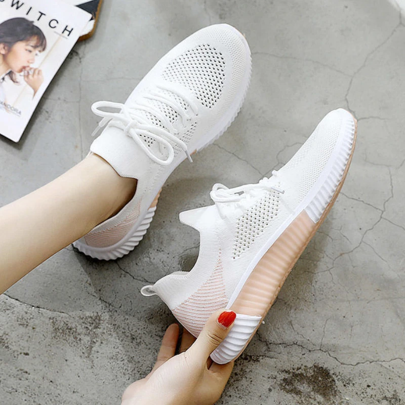 Woman Vulcanized Sneakers Women\'s Shoes Spring White Breathable Sports Mesh Versatile Summer Flats Hollow Walking No-slip New