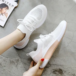 Woman Vulcanized Sneakers Women's Shoes Spring White Breathable Sports Mesh Versatile Summer Flats Hollow Walking No-slip New