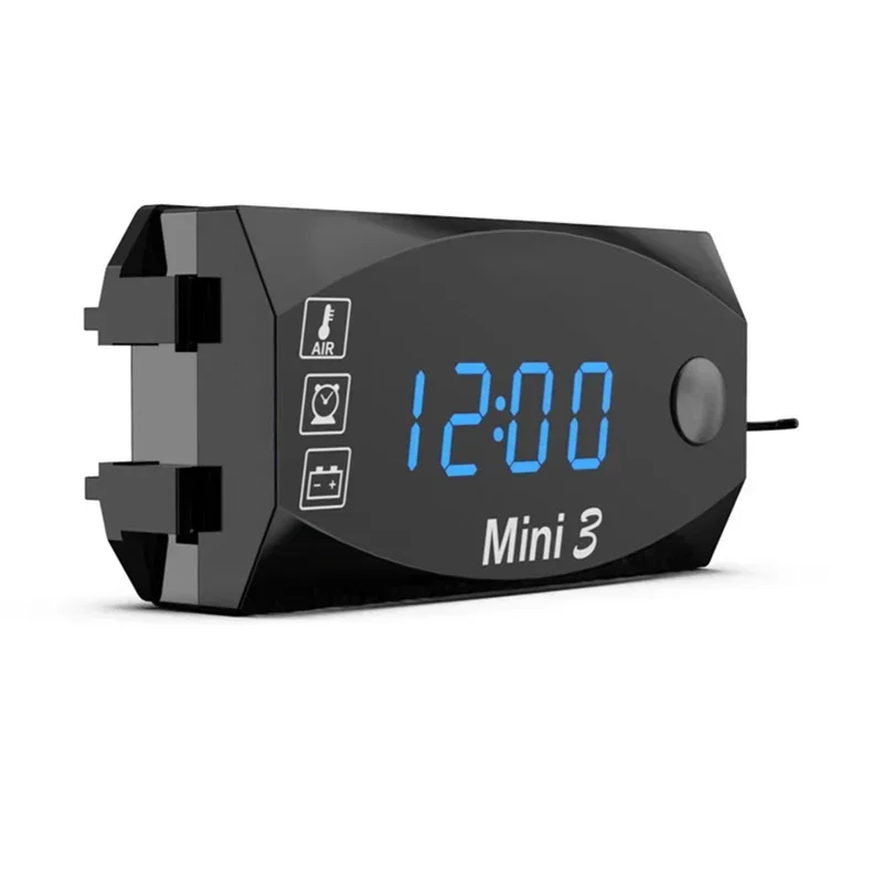 3 In 1 Digital Time Car Clock Motorcycle Boat DC 6V-30V  Multi Thermometer Voltmeter LED Audio Usb Switch Waterproof Tester