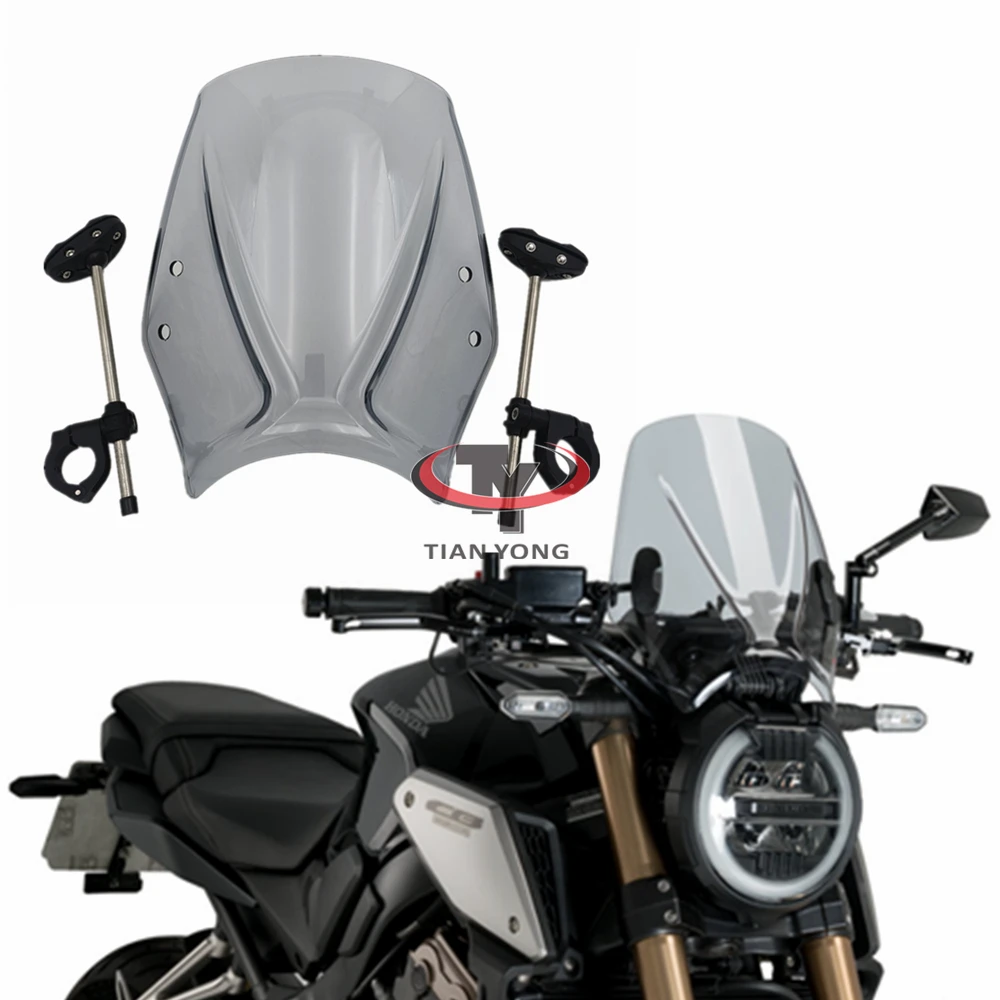 Wind Deflectore Windscreen Spoiler Motorcycle High Quality For CB650R CB 650R Modification With support frame Windshield