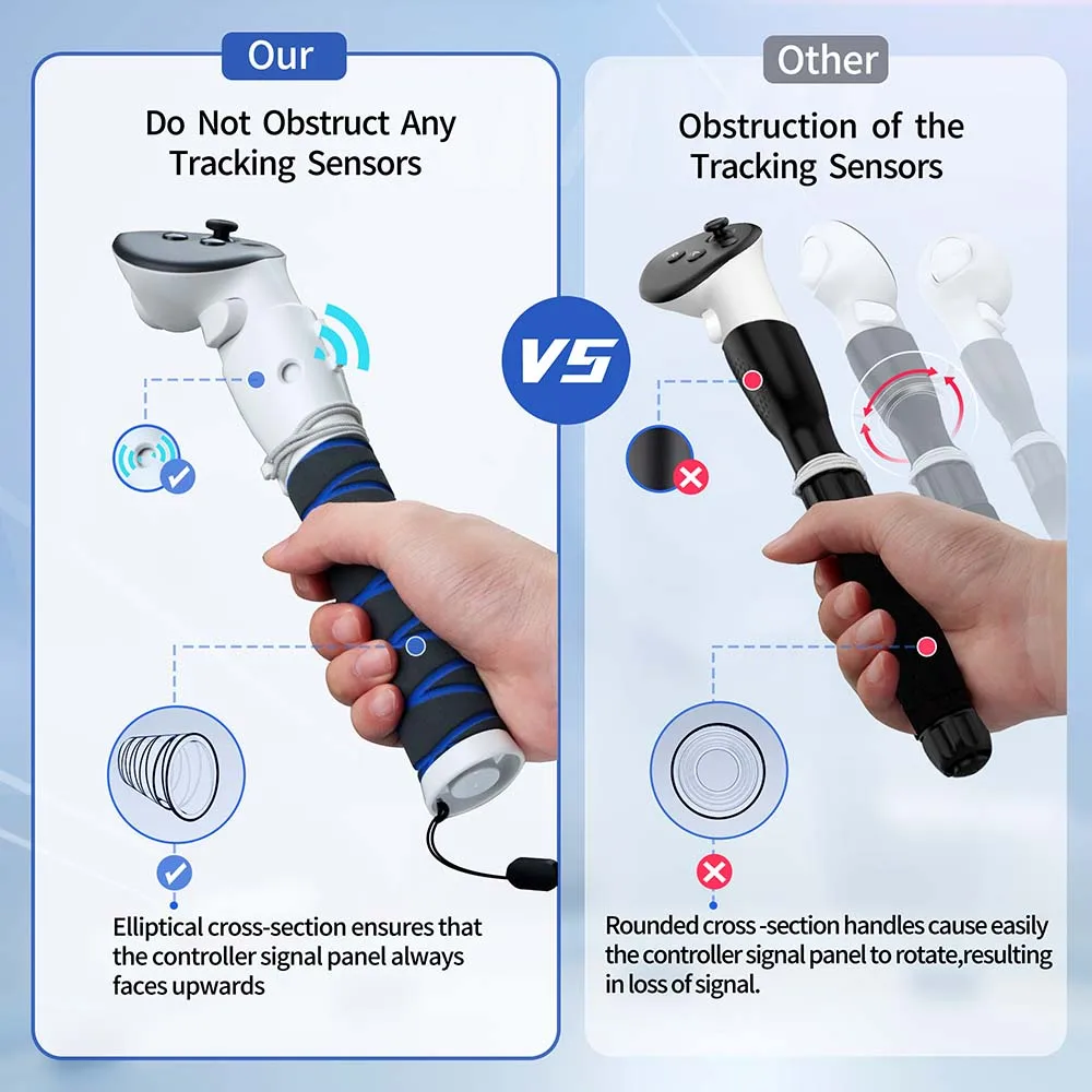 Удлинительная ручка контроллера VR 3-в-1 для Meta Quest 3, длинная ручка для предотвращения столкновений, крепление для гольф-клуба, совместимая с Quest 3S