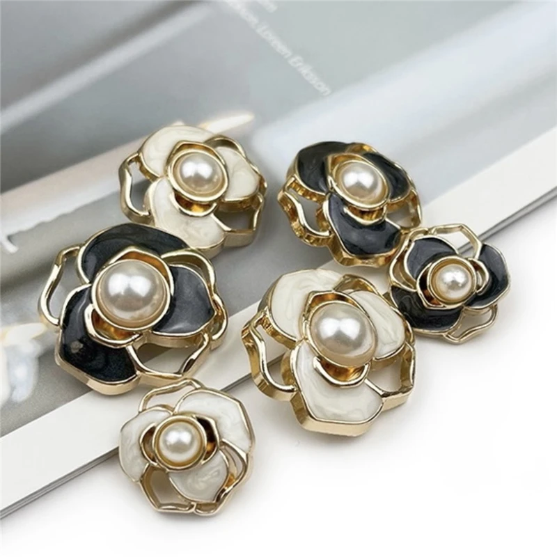 

Fashion Pearl Clothing Buttons Sewing Accessories Black Buttons for Clothing Women's Coat Jacket Knit Sweater Decorative Buttons