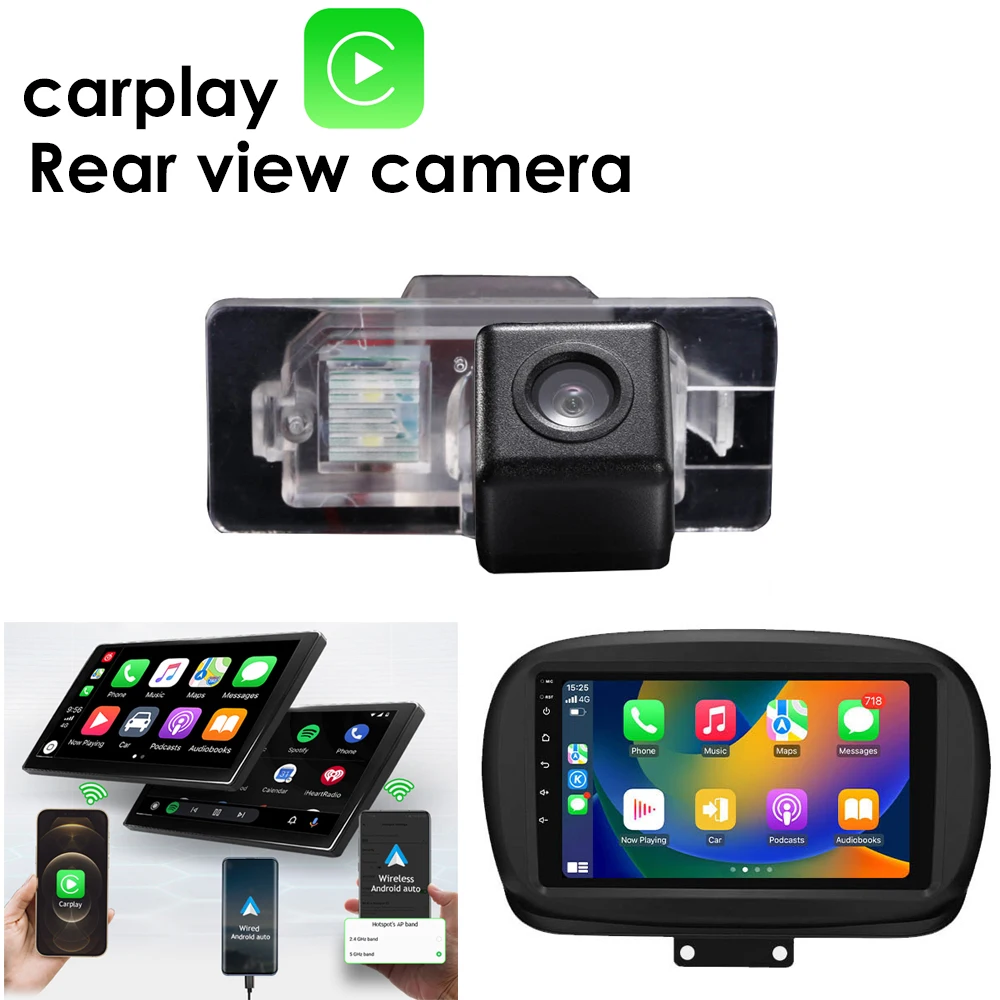 Android 9” car radio with wireless Bluetooth Carpaly GPS Navigation+HD rear view camera for Fiat 500X Petrol Diesel SUV FWD 334