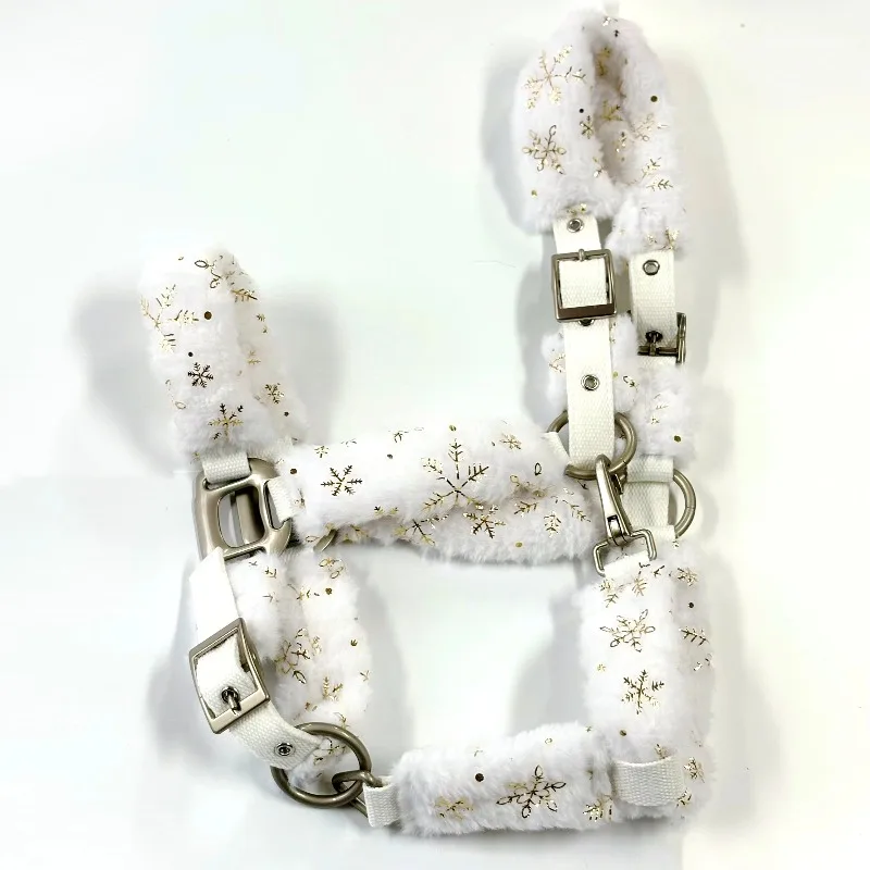 

Hot Sale White Gold Snowflake Fleece Horse Halter