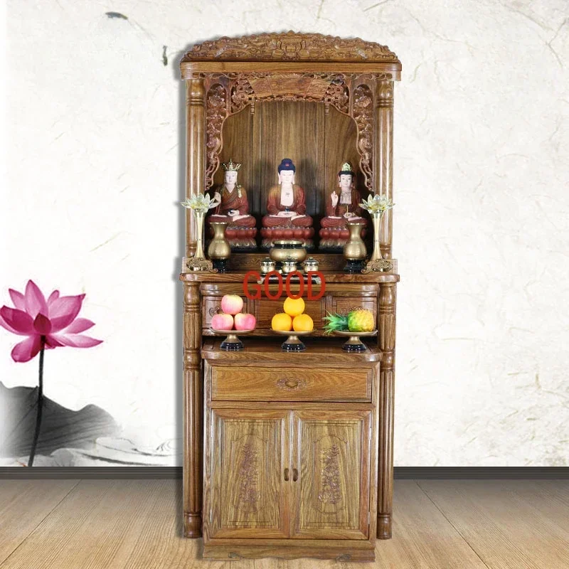 Solid Wood Rosewood Altar Rosewood Buddha Niche Buddha Cabinet Chinese God of Wealth Altar Buddha Hall Middle Hall