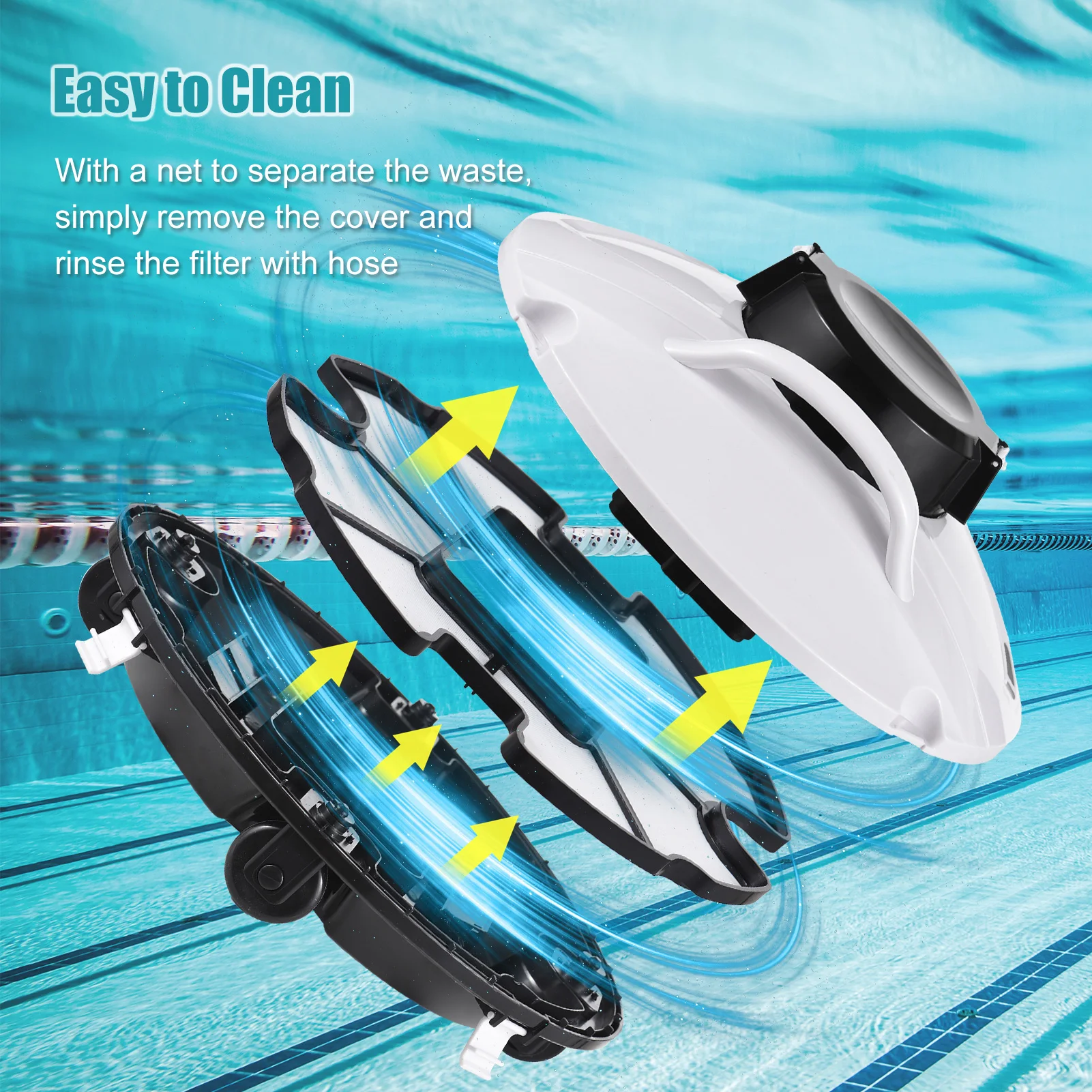 35W Cordless Vacuum Cleaner Robotic Pool  Lasts 90 Mins Swimming Pool Cleaning Robot