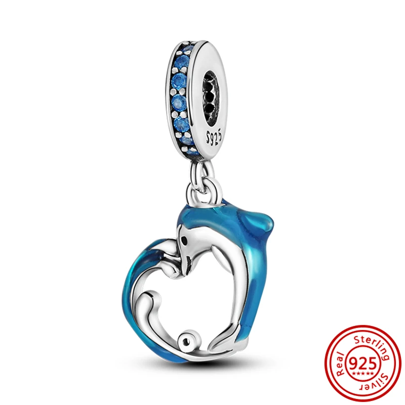 925 Sterling Silber Original Tier-Anhänger (Schildkröte, Wal, Vogel) DIY Charm Armband Zubehör Perle Frauen Überraschungs-Schmuckgeschenk