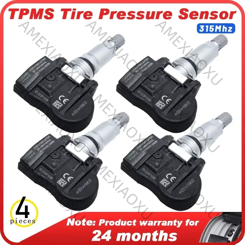 

4Pcs 315Mhz New TPMS Tire Pressure Monitoring Sensor For Jaguar 04-15 Xf Xfr X-Type Xk Xkr Xj8 Xjr C2C41656 4H231A159CE YB06T1D