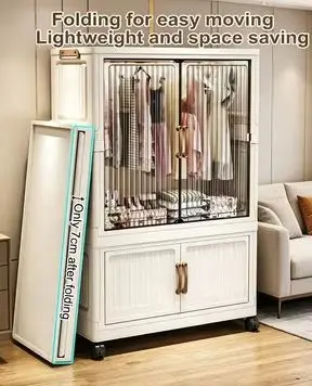 Plastic door folding cabinet multi-layer baby wardrobe storage cabinet starting from one piece - view 6