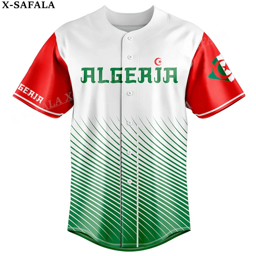 Love Country Flag Coat Of Arms Algeria 3D Printed Baseball Jersey Shirt Men's Tops Tee Oversized Streetwear Jersey-2