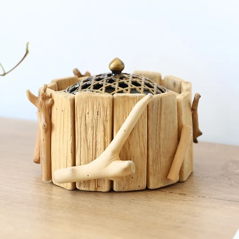 Handmade logs household indoor incense burner tea ceremony, diffuser ornament bedroom household