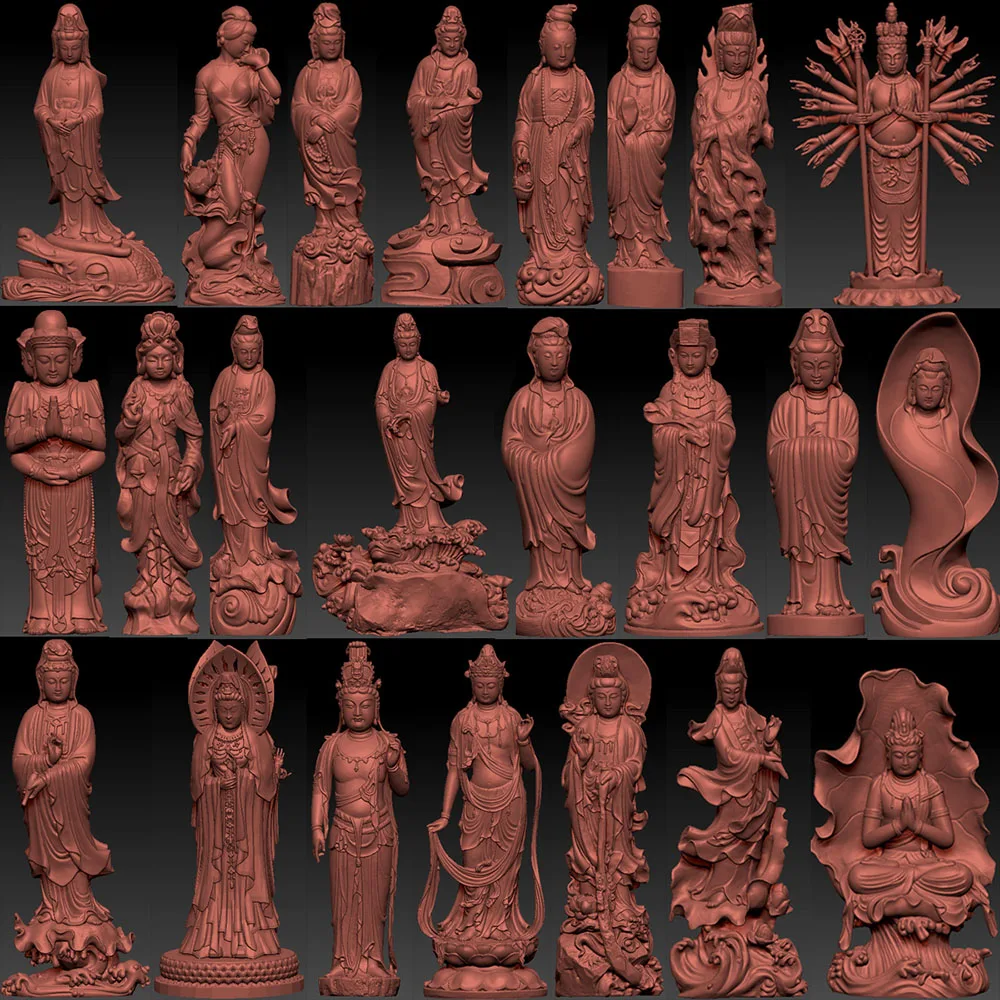 35pcs Buddha 3D Model Avalokitesvara STL Model 3D Carved Figure Sculpture for 3D Printer CNC Router Engraver Carving Printing