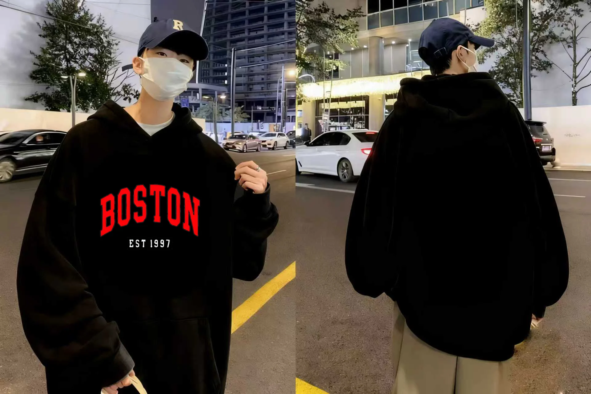 

Boston EST 1997 Print Hoodie 2025 New Trendy 330g Heavyweight Cotton Streetwear Unisex Casual Pullover Comfort Fit Men Women