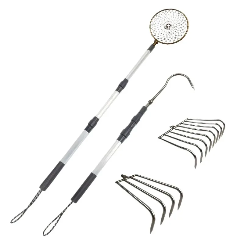 

Цельная выдвижная алюминиевая удочка с выдвижными граблими, лопатой, крючком, совок для льда, пляжные грабли из нержавеющей стали
