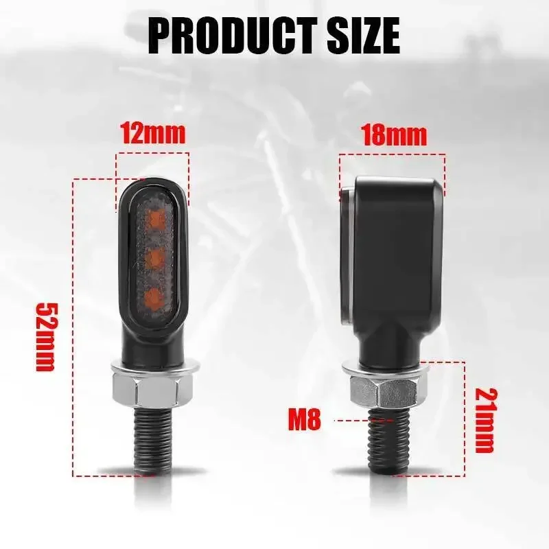8mm Mini Led Motorcycle Turn Signal Light Lamp Indicators Blinker Amber Clignotant Moto 3Leds 12V for Yamaha Kawasaki Cafe Racer