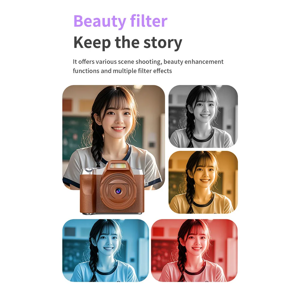 كاميرا رقمية 64 ميجابكسل 1080 بكسل مع شاشة كاميرا فيديو محمولة وبطارية قاعدة كاميرا رقمية كلاسيكية للمراهقين والكبار المبتدئين