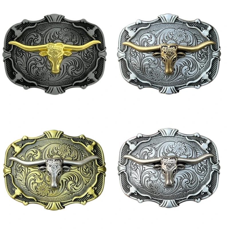 

Cowboy Belt Floral Buckles for Men Women Engraved Cool Replacement (Bronze) Buckles Western Simple Replacement