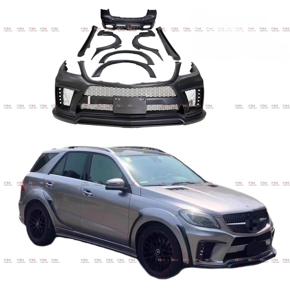 

Подходит для Benz W166 ML350 ML400, модифицированный волнистый широкий корпус, большой объемный W166, передняя и задняя боковая полоса