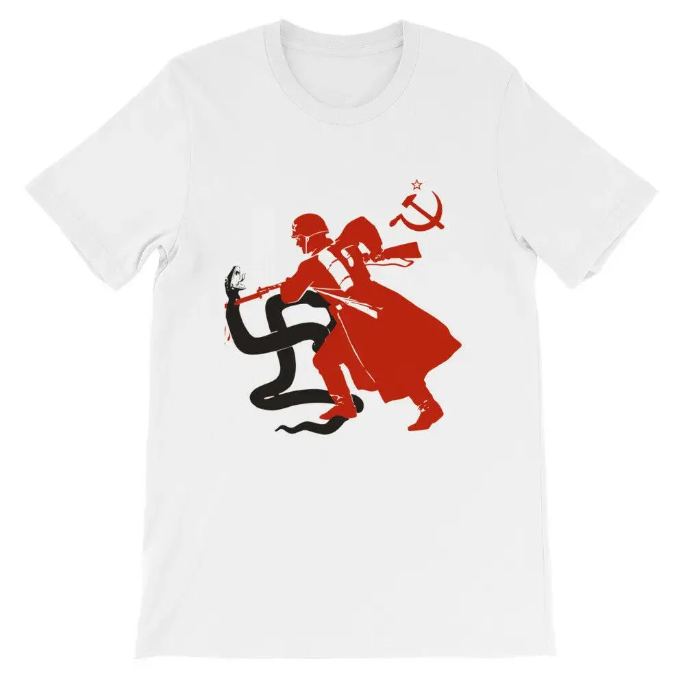 

Soviet Propaganda T-shirt - Soldier Kill The Fas Snake Shirt WW2 Army TShirt Summer Cotton O-Neck Short Sleeve Mens T Shirt