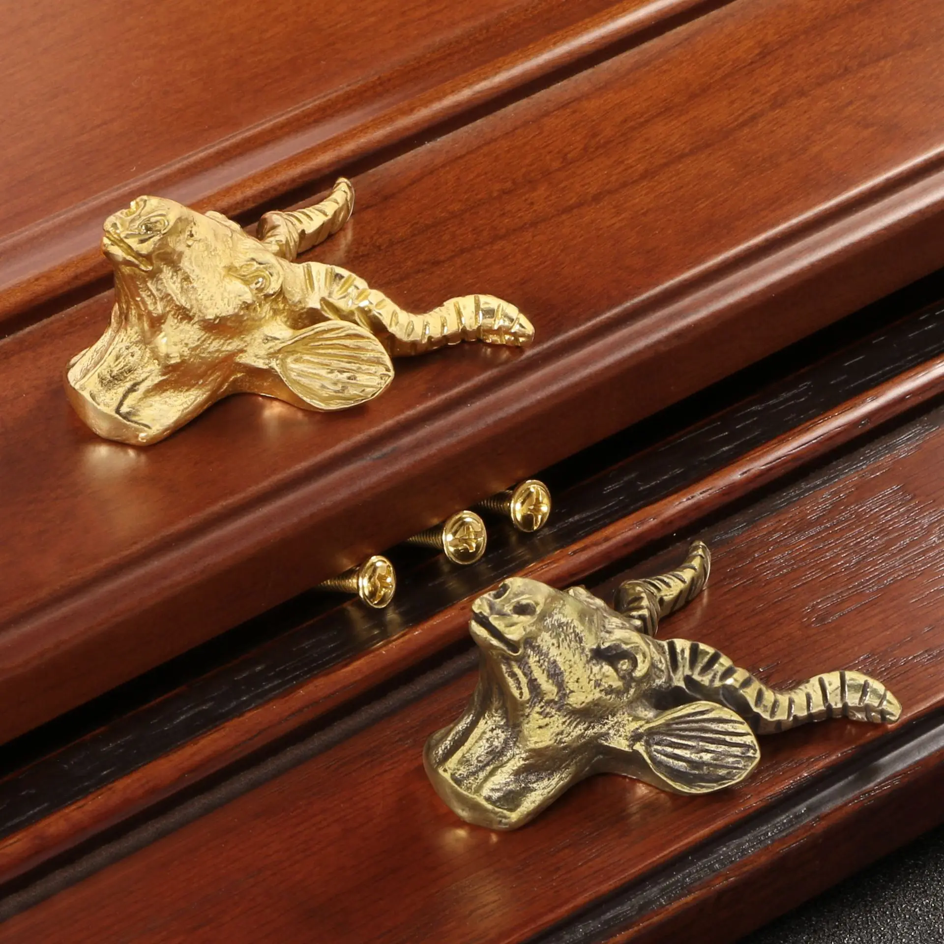 Vintage Brass Ram Door Pulls – Nautical Home Decor Cabinet Pulls Goat Drawer Knob Decorative Drawers DIY