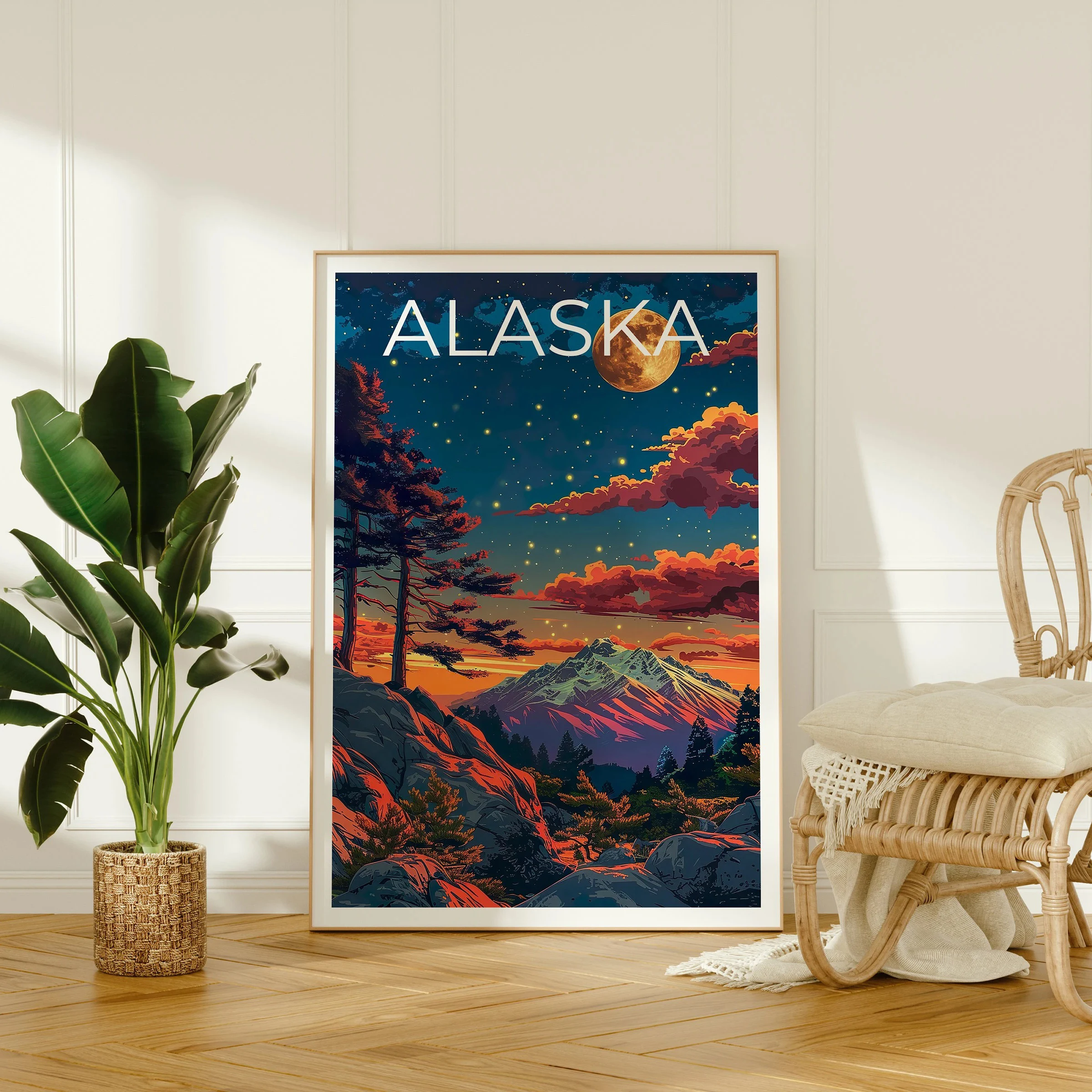 

Alaska travel posters,Alaska canvas prints,Denali National Park art,natural scenery prints, gifts,mountain posters,home decor